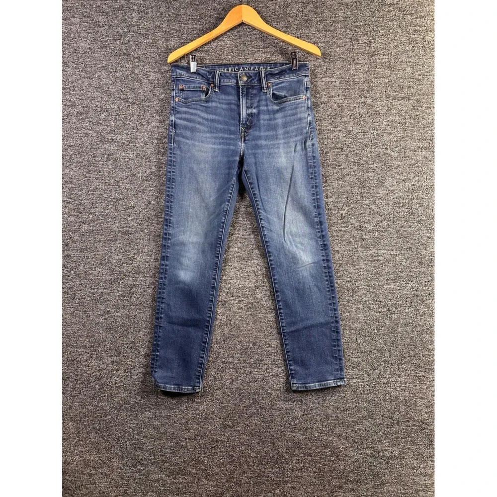 American Eagle Airflex+ Slim Straight Jeans Medium Wash Blue 30x30 Mens Womens
